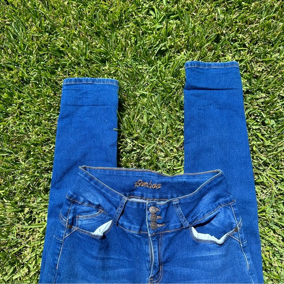 Bamboo Ultra High Rise Skinny Jeans Triple Button Size 15 - Picture 4 of 8